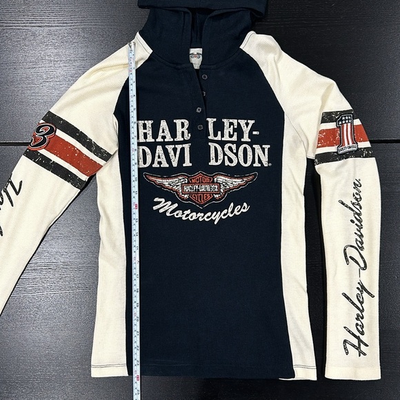Harley-Davidson Women's Long Sleeve Hooded Iconic Henley Tee - S - Picture 8 of 9